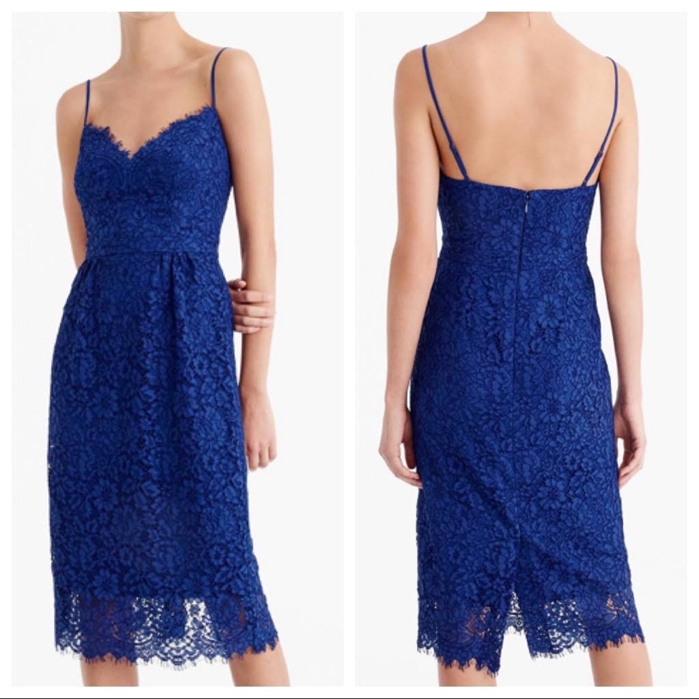 NWT J crew blue lace cocktail dress !